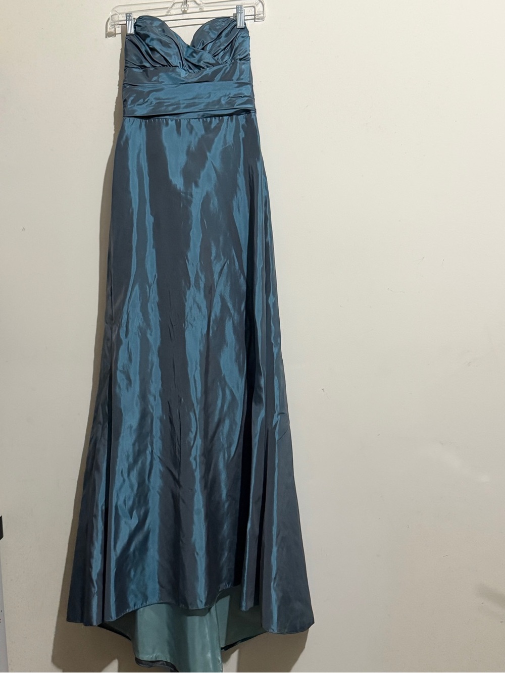 Strapless Teal Satin Wedding Dress